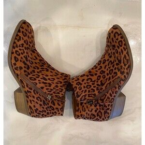 Arizona Booties Faux Cheetah Boots Print Memory Foam Women’s Size 9 Western